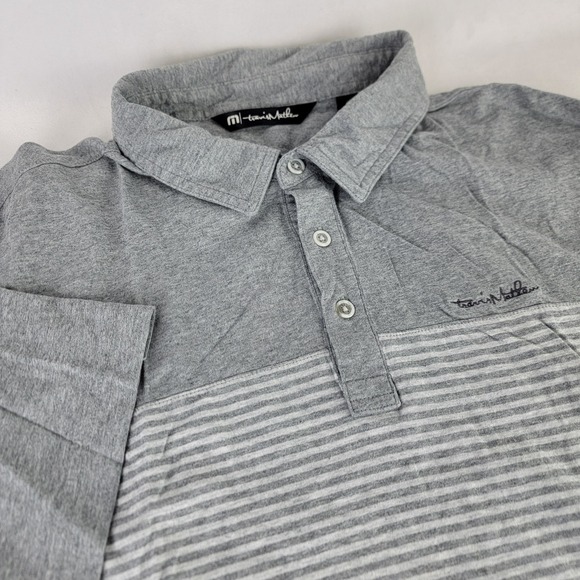 Travis Mathew Other - Travis Mathew Polo Shirt Mens XL Golf Gray Stripe Cotton Modal Blend CH Logo